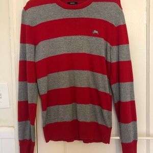 Red and Grey Striped Sweater